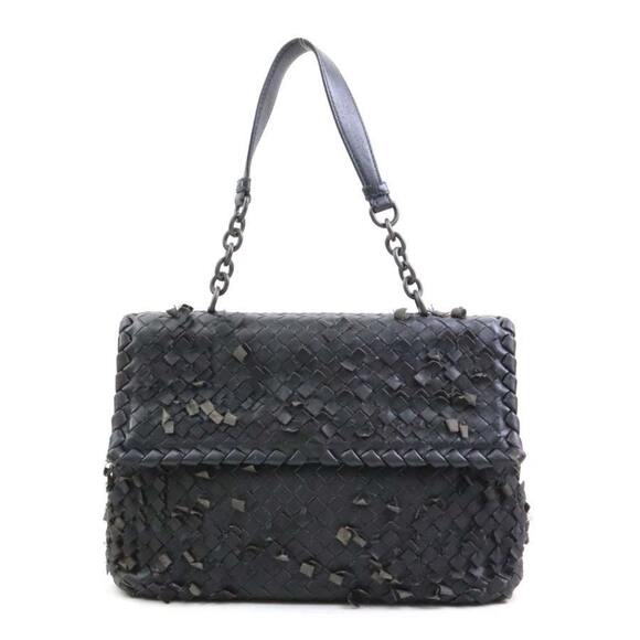 BOTTEGA VENETA Black Leather Intrecciato Bag
